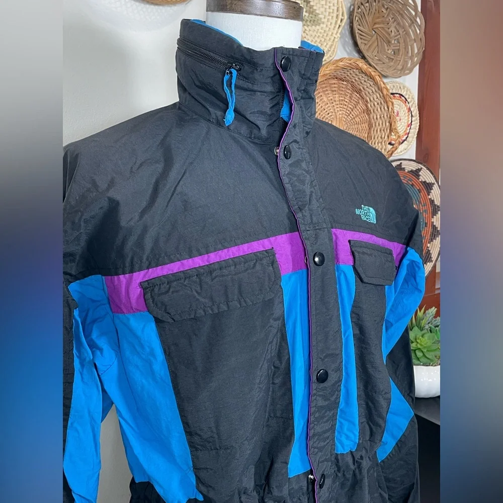 Vintage The North Face Men’s Ski Jacket Colorblock Blue Black Purple Size Small